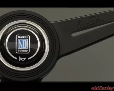 Nardi Classic Steering Wheel - White Stitched Black Perforated Leather Grip with Black Coated Aluminum Spoke - NRD-6062-34-2092