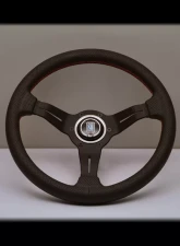 Nardi Sport Rally Deep Corn Steering Wheel - Red Stitched Black Perforated Leather Grip with Black Coated Aluminum Spoke 12.99 Inch Diameter                                     - NRD-6069-33-2093 - Image 3