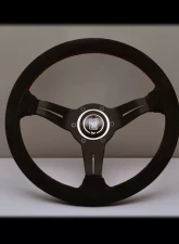 Nardi Sport Rally Deep Corn Steering Wheel - Red Stitched Black Suede Grip with Black Coated Aluminum Spoke 12.99 Inch Diameter                                     - NRD-6069-33-2094 - Image 3
