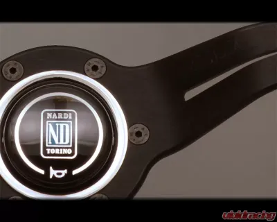 Nardi Sport Rally Deep Corn Steering Wheel - Red Stitched Black Suede Grip with Black Coated Aluminum Spoke 12.99 Inch Diameter - NRD-6069-33-2094