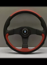 Nardi Leader Steering Wheel - Black & Red Leather with Black Coated Aluminum Spoke                                     - NRD-6090-35-2091 - Image 3