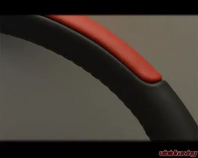 Nardi Leader Steering Wheel - Black & Red Leather with Black Coated Aluminum Spoke - NRD-6090-35-2091