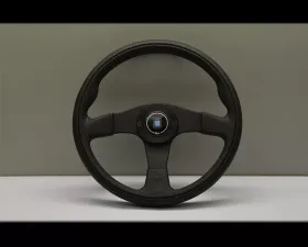 Nardi Twin Steering Wheel - Black Leather with Black Perforated Leather Inside & Black Coated Aluminum Spoke