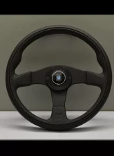 Nardi Twin Steering Wheel - Black Leather with Black Perforated Leather Inside & Black Coated Aluminum Spoke                                     - NRD-6092-35-2071 - Image 3