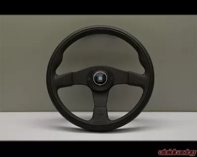 Nardi Twin Steering Wheel - Black Leather with Black Perforated Leather Inside & Black Coated Aluminum Spoke - NRD-6092-35-2071