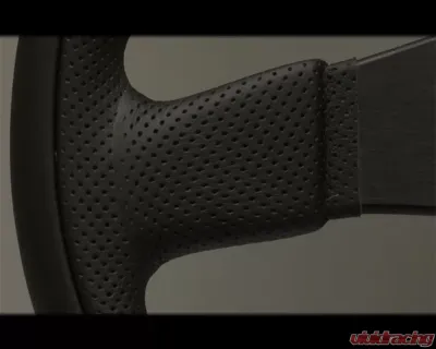 Nardi Twin Steering Wheel - Black Leather with Black Perforated Leather Inside & Black Coated Aluminum Spoke - NRD-6092-35-2071