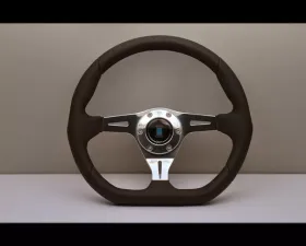 Nardi Kallista Steering Wheel - Black Leather & Perforated Leather with Polished Spoke