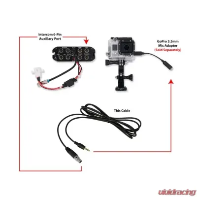 Rugged Radios GoPro or Video Camera 6 Foot Intercom Audio Record Cable - CS-REC-6P-XL