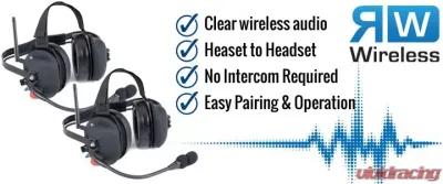 Rugged Radios Wireless Double Talk Dual Headset Intercom System - RW-H30-DT-PTT