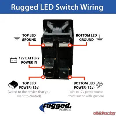 Rugged Radios Waterproof with Logo & Comms Label Rocker Switch - SW-RS-COM