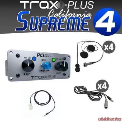 PCI Race Radios Trax Plus California Supreme 4 Bluetooth with Helmet Wiring Kits On-Board Intercom - 2586