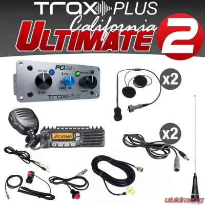 PCI Race Radios Trax Plus California Ultimate 2 Bluetooth with Helmet Wiring Kits On-Board Intercom - 2589