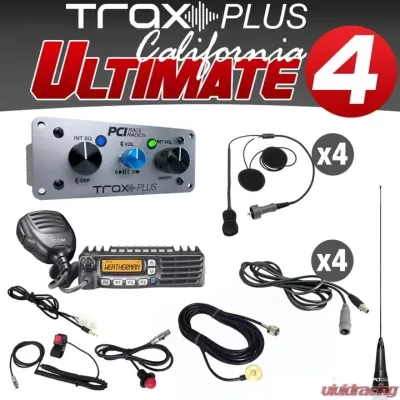 PCI Race Radios Trax Plus California Ultimate 4 Bluetooth with Helmet Wiring Kits On-Board Intercom - 2590