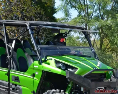 SuperATV Clear Scratch Resistant Flip Windshield Kawasaki Teryx 4 800 2014-2015 - FWS-K-TRX4-002-70