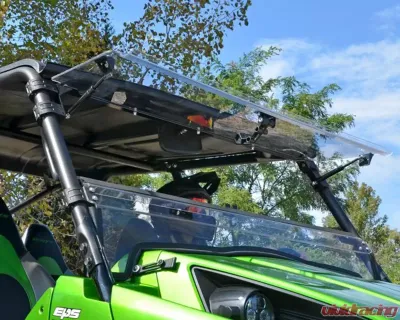 SuperATV Clear Scratch Resistant Flip Windshield Kawasaki Teryx 4 800 2014-2015 - FWS-K-TRX4-002-70