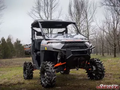 SuperATV Flip Down Windsheild Scratch Resistant Polycarbonate Polaris Ranger 900 | 900 Crew 2013-2019 - FDWS-P-RAN1K-70
