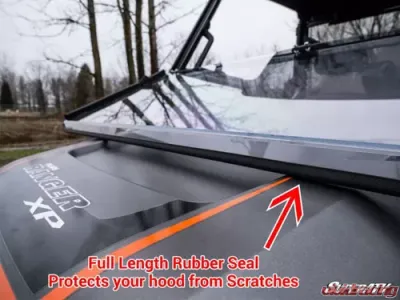 SuperATV Flip Down Windsheild Scratch Resistant Polycarbonate Polaris Ranger 900 | 900 Crew 2013-2019 - FDWS-P-RAN1K-70