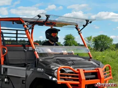 SuperATV Scratch Resistant Flip Windshield Kawasaki Mule Pro DX 2016+ - FWS-K-MULE-FXT-70