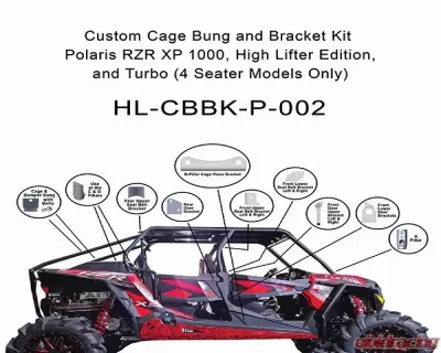 High Lifter Custom Cage Bung and Bracket Kit 4 Seaters Polaris RZR XP 1000 | RZR XP Turbo 2014-2020 - 63-10022