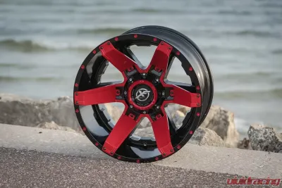 XF Off-Road XF-214 Wheel 20x10 5x127|5x139.7 -12mm Gloss Black w/ Red Insert - XF-214201051271397-12GBRIS