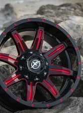 XF Off-Road XF-215 Wheel 22x12 8x170|8x165.1 -44mm Gloss Black w/ Red Milling                                     - XF-215221281701651-44GBMLR - Image 3