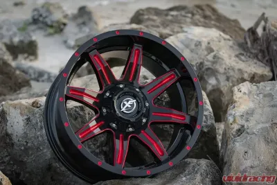 XF Off-Road XF-215 Wheel 22x12 8x170|8x165.1 -44mm Gloss Black w/ Red Milling - XF-215221281701651-44GBMLR