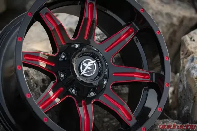 XF Off-Road XF-215 Wheel 22x12 8x170|8x165.1 -44mm Gloss Black w/ Red Milling - XF-215221281701651-44GBMLR