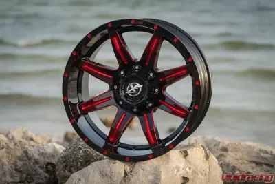 XF Off-Road XF-215 Wheel 22x12 8x170|8x165.1 -44mm Gloss Black w/ Red Milling - XF-215221281701651-44GBMLR