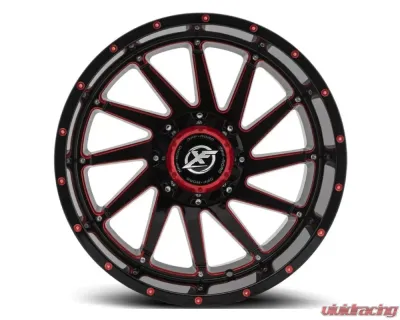 XF Off-Road XF-216 Wheel 22x12 5x127|5x139.7 -44mm Gloss Black w/ Red Milling - XF-216221251271397-44GBMLR
