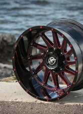 XF Off-Road XF-216 Wheel 22x12 5x127|5x139.7 -44mm Gloss Black w/ Red Milling                                     - XF-216221251271397-44GBMLR - Image 3