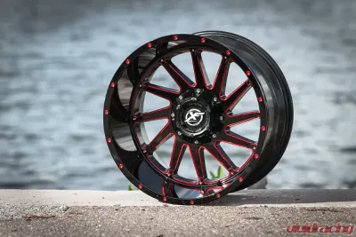 XF Off-Road XF-216 Wheel 22x12 5x127|5x139.7 -44mm Gloss Black w/ Red Milling - XF-216221251271397-44GBMLR
