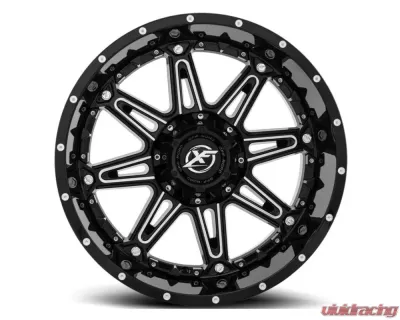 XF Off-Road XF-217 Wheel 20x10 5x127|5x139.7 -12mm Gloss Black Milled w/ Black Insert - XF-217201051271397-12GBMLBISXFR