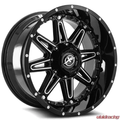 XF Off-Road XF-217 Wheel 20x10 5x127|5x139.7 -12mm Gloss Black Milled w/ Black Insert - XF-217201051271397-12GBMLBISXFR