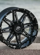 XF Off-Road XF-217 Wheel 20x10 5x127|5x139.7 -12mm Gloss Black Milled w/ Black Insert                                     - XF-217201051271397-12GBMLBISXFR - Image 4