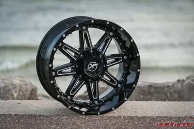 XF Off-Road XF-217 Wheel 20x10 5x127|5x139.7 -12mm Gloss Black Milled w/ Black Insert - XF-217201051271397-12GBMLBISXFR