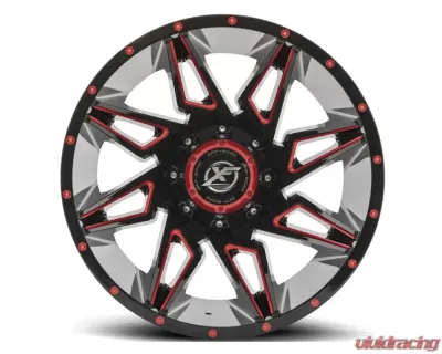 XF Off-Road XF-218 Wheel 20x10 5x150 | 5x139.7 | 5x5.5 -24mm Gloss Black w/ Red Milling - XF-218201051397150-24GBMLR