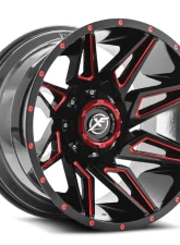 XF Off-Road XF-218 Wheel 20x10 5x150 | 5x139.7 | 5x5.5 -24mm Gloss Black w/ Red Milling                                     - XF-218201051397150-24GBMLR - Image 2