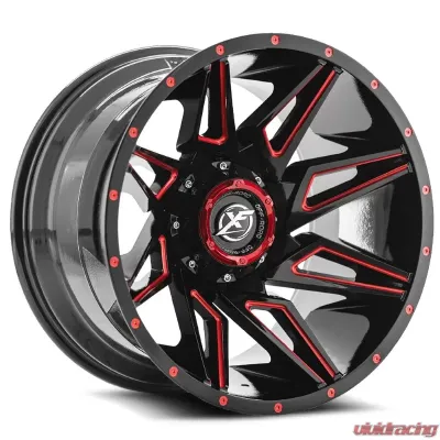 XF Off-Road XF-218 Wheel 20x10 5x150 | 5x139.7 | 5x5.5 -24mm Gloss Black w/ Red Milling - XF-218201051397150-24GBMLR
