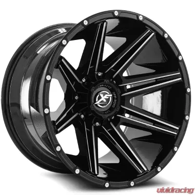 XF Off-Road XF-220 Wheel 17x9 8x165.1|8x180 0mm Gloss Black Milled - XF-22017981651180+0GBML