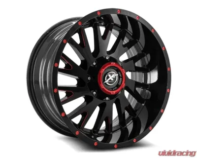 XF Off-Road XF-221 Wheel 20x10 5x150 | 5x139.7 | 5x5.5 -12mm Gloss Black w/ Red Milling - XF-221201051397150-12GBMLR