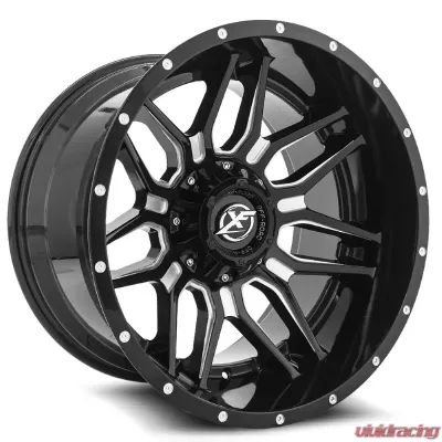 XF Off-Road XF-222 Wheel 26x14 5x150 | 5x139.7 | 5x5.5 -76mm Gloss Black Milled - XF-222261451397150-76GBML