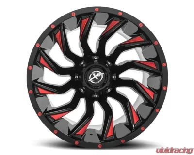 XF Off-Road XF-224 Wheel 20x12 5x139.7|5x150 -44mm Gloss Black w/ Red Milling - XF-224201251397150-44GBMLR