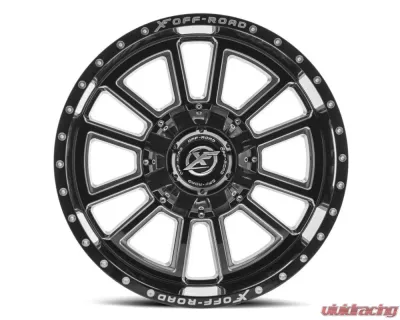 XF Off-Road XF-225 Wheel 20x10 5x150 | 5x139.7 | 5x5.5 -12mm Gloss Black Milled - XF-225201051397150-12GBML