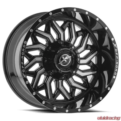 XF Off-Road XF-228 Wheel 20x12 5x127|5x139.7 -44mm Gloss Black Milled - XF-228201251271397-44GBML