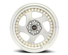 Spec-1 SPT-20 Wheel Trak Series 15x8 4x100 | 4x114.3 20mm Silver w/ Machined Lip & Gold Rivets