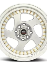 Spec-1 SPT-20 Wheel Trak Series 15x8 4x100 | 4x114.3 20mm Silver w/ Machined Lip & Gold Rivets                                     - SPT201580920SML - Image 2