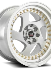 Spec-1 SPT-20 Wheel Trak Series 15x8 4x100 | 4x114.3 20mm Silver w/ Machined Lip & Gold Rivets                                     - SPT201580920SML - Image 2