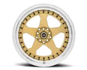 Spec-1 SPT-21 Wheel Trak Series 15x8 4x100 | 4x114.3 20mm Gold w/ Machined Lip & Black Rivets