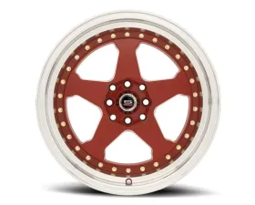 Spec-1 SPT-21 Wheel Trak Series 17x9 4x100 | 4x114.3 25mm Red w/ Machined Lip & Gold Rivets