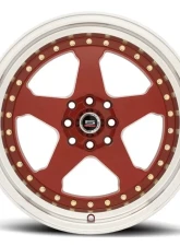 Spec-1 SPT-21 Wheel Trak Series 17x9 4x100 | 4x114.3 25mm Red w/ Machined Lip & Gold Rivets                                     - SPT211790925RML - Image 2